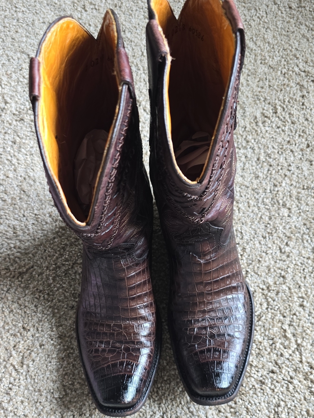 Men's Brown Croc-Embossed Leather Dress Shoes